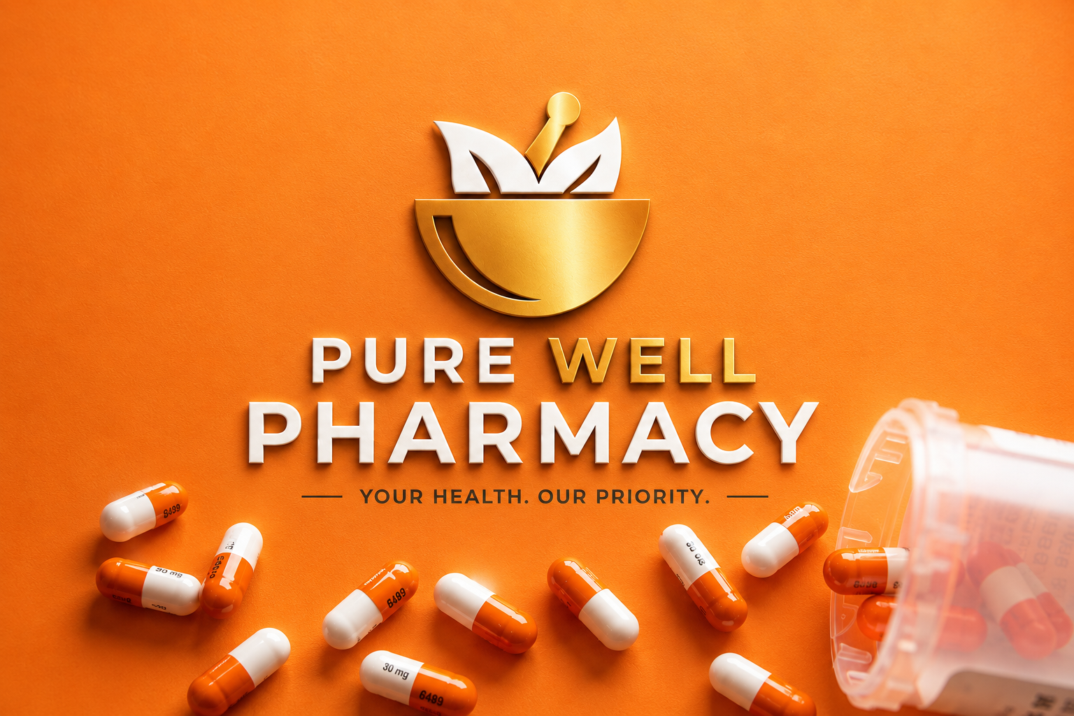 Orange and white prescription capsules